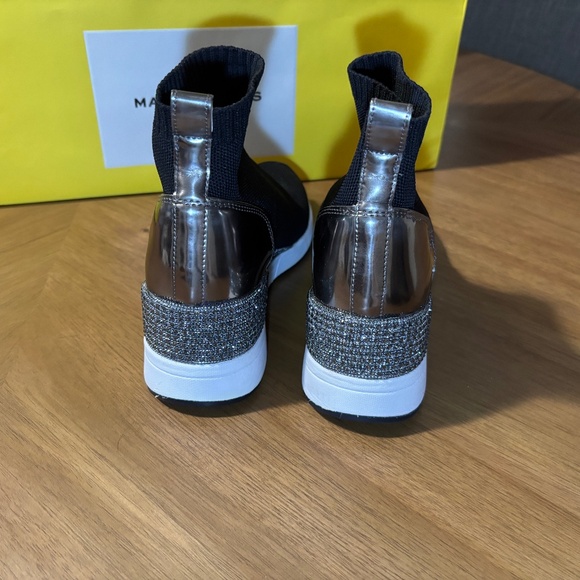 Michael Kors Skyler Embellished Metallic Stretch Knit Sock Sneaker Black Size 10 - Picture 6 of 12